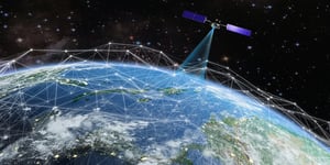 Satellite in space providing global connectivity over Earth