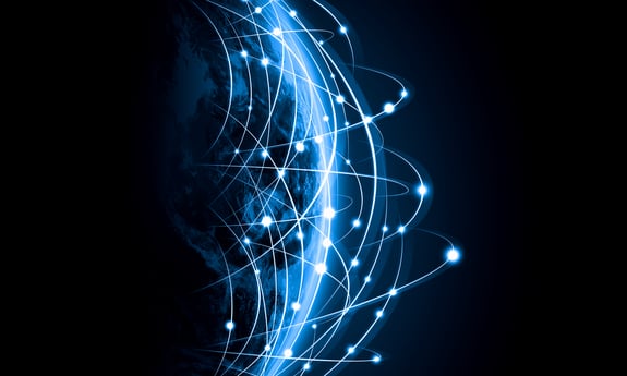 Blue vivid image of globe. Globalization concept. Elements of this image are furnished by NASA-2
