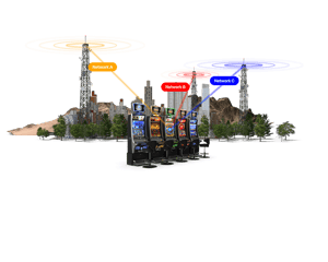 Slot machines and 3 cell towers.