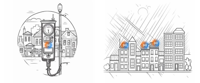 IoT connectivity for energy meters and rooftop solar panels in a smart city