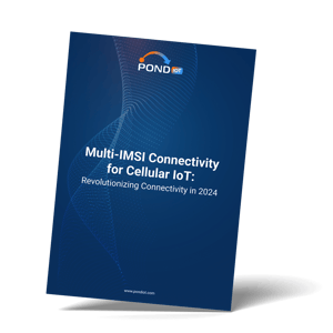 Brochure cover for POND IoT featuring Multi-IMSI Connectivity for Cellular IoT