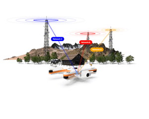 Agriculture drone and 3 cell towers.