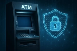 ATM security with digital lock icon