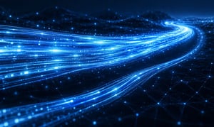 Abstract blue data streams illustrating primary and backup internet bandwidth capacity.