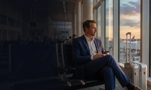 Business traveler waiting at an airport