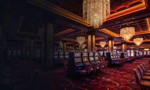 Casino gaming floor with connected slot machines