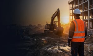 Construction worker at an active job site