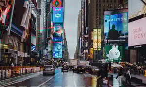 Digital signage displays in a city advertising network