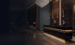 Hotel reception with connected hospitality operations