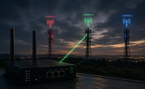 IoT router selecting between multiple cellular carrier networks