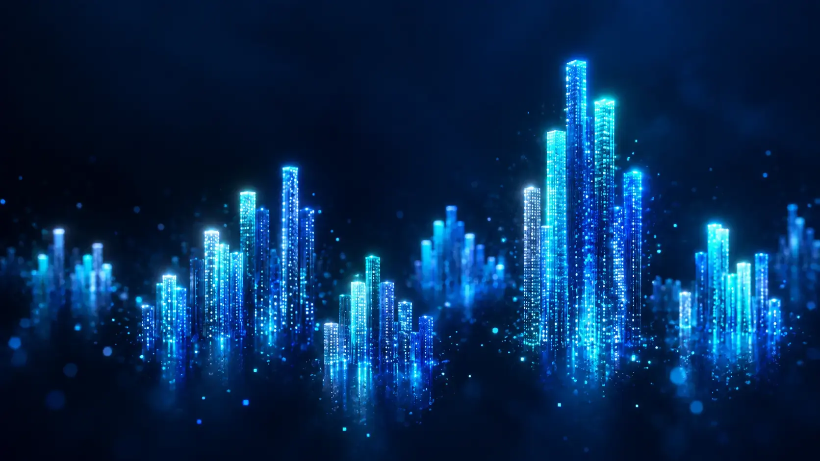 Abstract visualization of different cellular data usage levels across IoT devices.