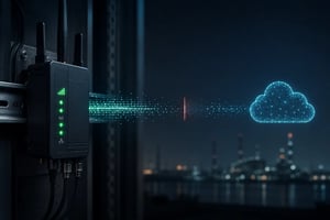 IoT router connected to a cellular network while data transmission is interrupted before reaching a cloud platform