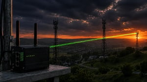 IoT router connected to a distant cellular tower