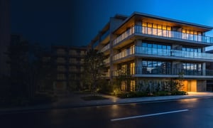 Modern apartment building with connected property infrastructure