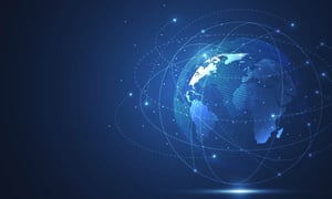 Global wireless connectivity network illustration over Earth