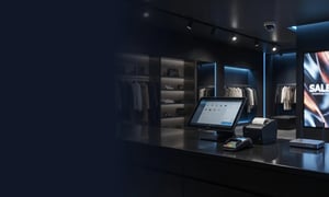 Modern retail store with connected POS systems and retail infrastructure