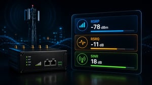 Industrial router with RSRP, RSRQ, and SINR signal metrics