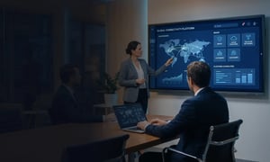 Business meeting presenting a wholesale connectivity platform